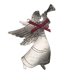 VTG 80s Gloria Duchin Angel Christmas Ornament 1988 Horn‎ Metal Personalized